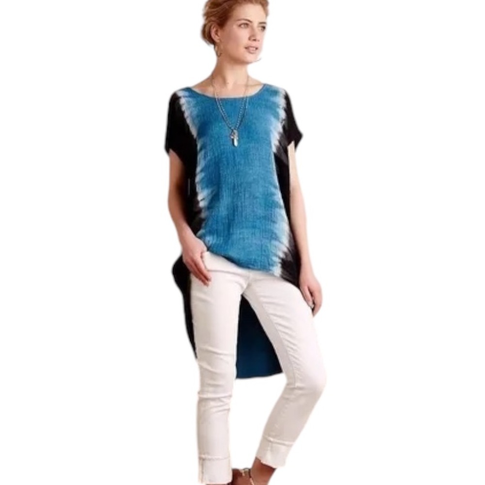 Anthropologie Stark X Riverway Tie Dye Linen Gauze & Knit Oversized Tunic Top XS